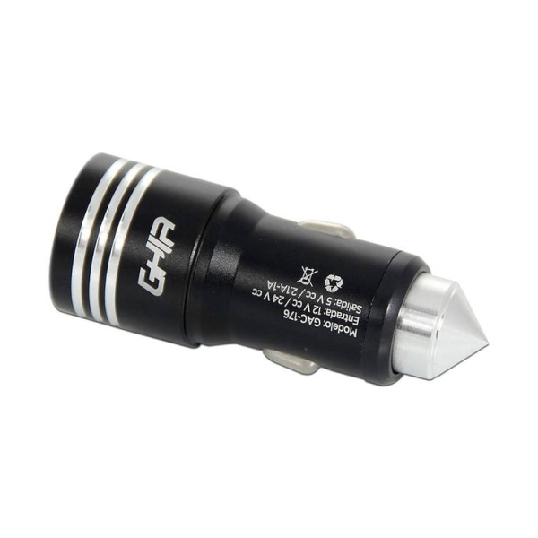CARGADOR PARA AUTO GHIA 2 PUERTOS USB GAC-176