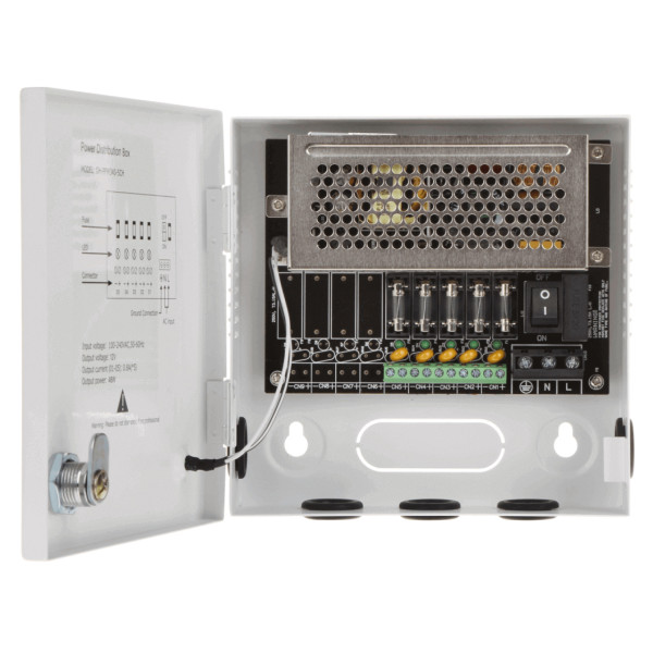 FUENTE DE PODER DAHUA DISTRIBUIDOR DE ENERGIA 5 CANALES/ 12 VDC/ 4 AMP/ FUSIBLES INTERCAMBIABLES/ PROTECCION DE DH-PFM340-5CH