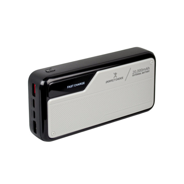POWER BANK 20,000MAH CARGA RAPIDO, CABLE USB-C Y LIGHTNING INTEGRADOS. 2 PUERTOS USB, MICRO-USB, USB-C 22.5W, THUNDER PC-241119