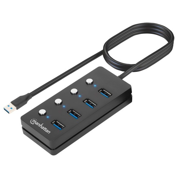 HUB/MANHATTAN/180887/HUB USB 3.2 CON 4 PUERTOS TIPO-A E INTERRUPTOR POR PUERTO