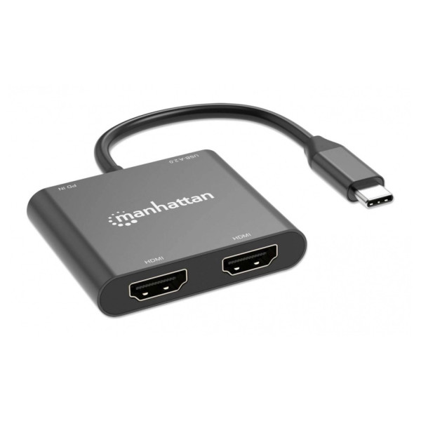 ADAPTADORES/MANHATTAN/154321/CONVERTIDOR USB-C A HDMI 2 PUERTOS 4K - MST