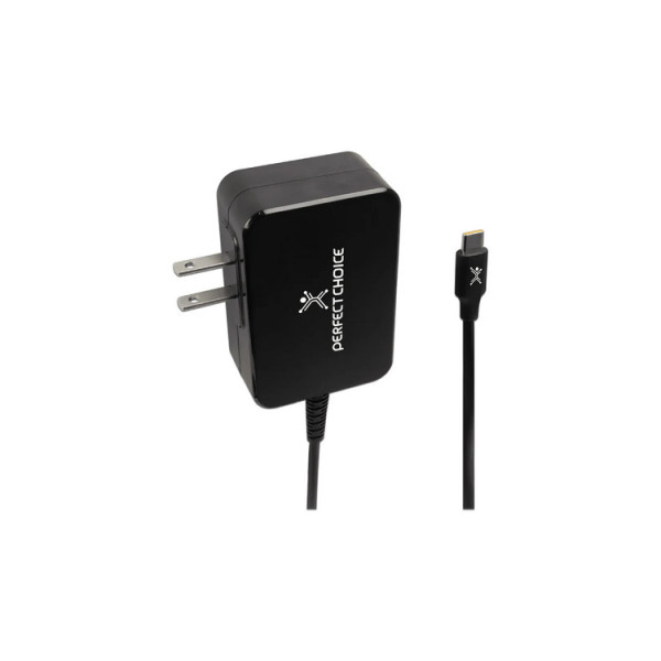 ADAPTADOR CARGADOR DE CORRIENTE CON CABLE 1.8 METROS DE 65W USB-C PERFECT CHOICE - NEGRO PC-240419