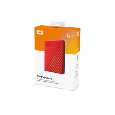 DISCO DURO EXTERNO WD MY PASSPORT 4TB 2.5 PORTATIL USB3.0 ROJO WINDOWS BACKUP ENCRIPTACION WDBPKJ0040BRD-WESN