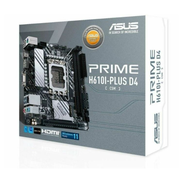 MB ASUS H610 INTEL S-1700 14A GEN /2X DDR4 3200 /HDMI /DP /D-SUB /M.2 /2X USB 3.2 /MINI ITX /GAMA BASICA PRIME H610I-PLUS D4-CSM