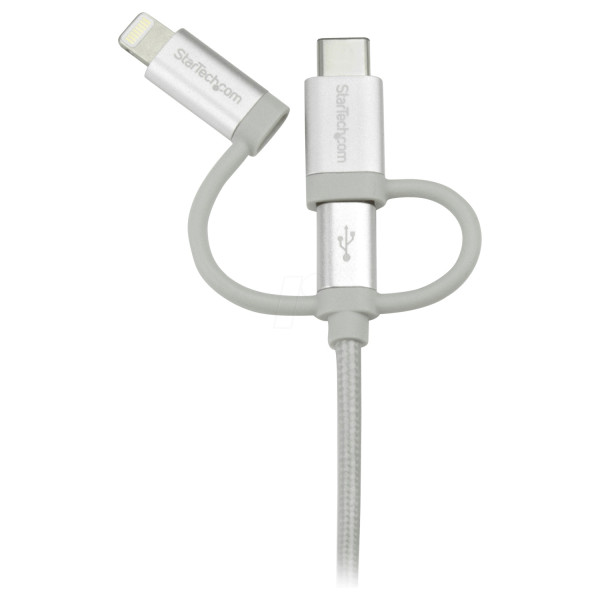 CABLE TRENZADO DE 1M USB A LIGHTNING USB-C Y MICRO USB - CABLE CARGADOR PARA TELFONO CELULAR IPHONE IPAD TABLET - STARTECH.COM