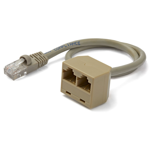 CABLE ADAPTADOR MULTIPLICADOR DIVISOR SPLITTER RJ45 2 A 1 - HEMBRA A MACHO - DIVISOR SPLITTER PARA CABLE DE RED ETHERNET RJ45 -