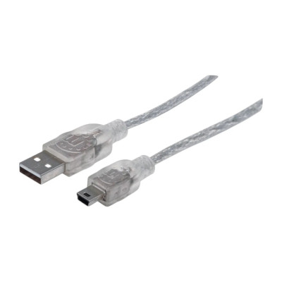 CABLE USB,MANHATTAN,333412, V2.0 A-MINI B 1.8M PLATA