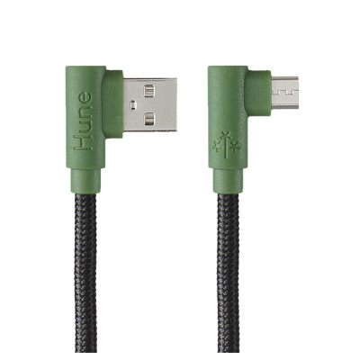 CABLE MICRO USB HUNE HIEDRA SUSTENTABLE TRENZADO CARGA RAPIDA Y DATOS 90ª 1.2M (BOSQUE) AT-ACC-CA-316BOS