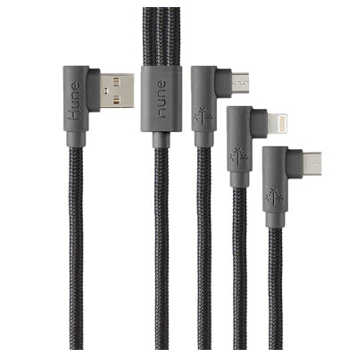 CABLE MICRO USB TIPO C HUNE HIEDRA SUSTENTABLE TRENZADO CARGA RAPIDA Y DATOS 90ª 1.2M (BOSQUE) AT-ACC-CA-317BOS