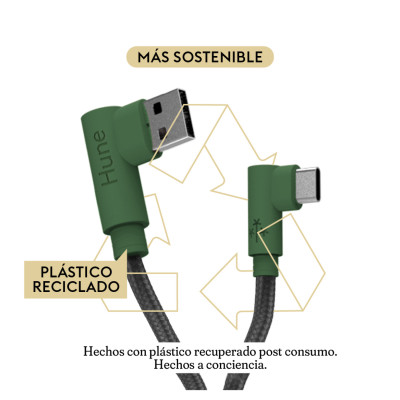 CABLE TIPO C HUNE HIEDRA SUSTENTABLE TRENZADO CARGA RAPIDA Y DATOS 90ª 1.2M (ROCA) AT-ACC-CA-317ROC