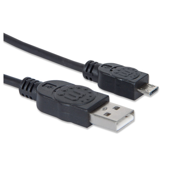 CABLE USB,MANHATTAN,307161, V2 A-MICRO B, BOLSA PVC 1.0M NEGRO