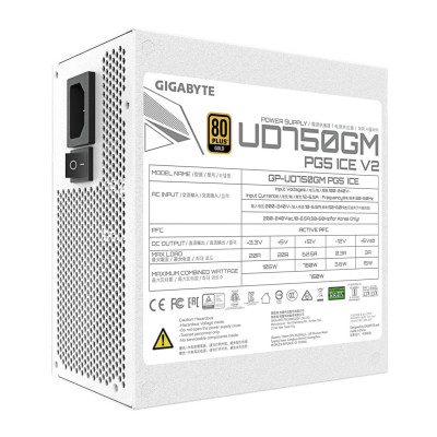 FUENTE DE PODER GIGABYTE GP-UD750GM PG5 ICE / 750W GOLD / ATX 3.1 / COLOR BLANCO / GAMER