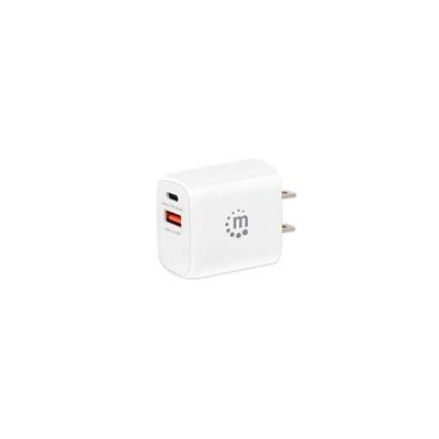 Cargador pared Manhattan 406291 20W USB-C PD y USB-A QC 18W