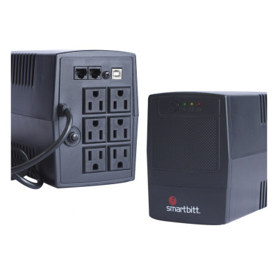 NO-BREAK INTERACTIVO SMARTBITT SBNB1000USB 1000VA/500W, CLAVIJA NEMA 5-15P, 6 CONTACTOS TIPO NEMA 5-15R CON RESPALDO DE