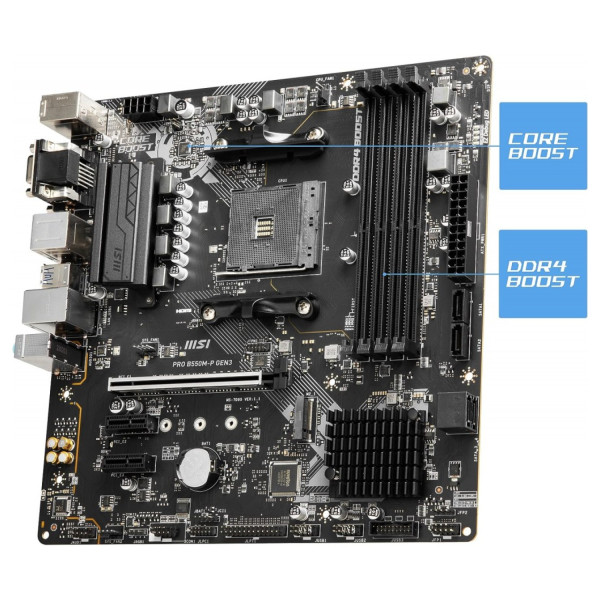 MB MSI B550 AMD S-AM4 5A GEN/2XDRR4 2667MHZ/PCIE 4.0/HDMI/DVI/4XUSB 3.2/M.2/MICRO ATX/GAMA MEDIA PRO B550M-P
