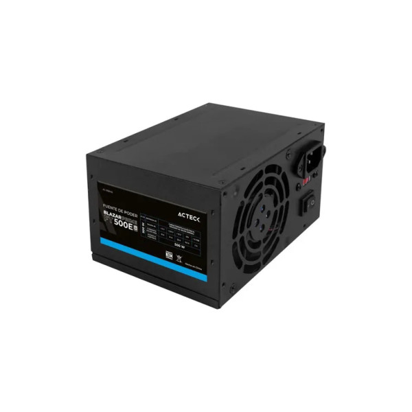 FUENTE DE PODER ACTECK BLAZAR PRIME FT500P / ATX / 500 W / NO MODULAR / VENTILADOR 80 MM / 1 AÑOS DE GARANTIA / NEGRO /