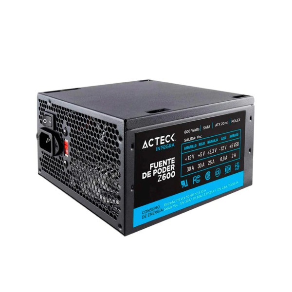 FUENTE DE PODER ACTECK BLAZAR EVO FT600E / ATX / 600 W / NO MODULAR / VENTILADOR 120 MM / NEGRO / ES-05003E