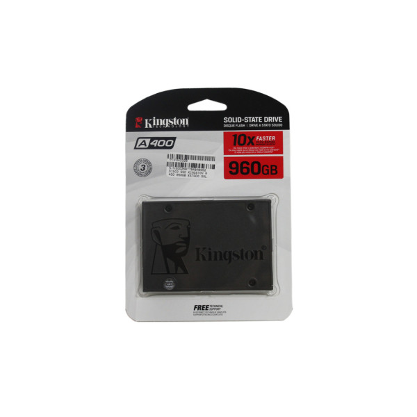 UNIDAD DE ESTADO SOLIDO KINGSTON INTERNO A400 960GB 2.5 SATA3 7MM LECT.500/ESCRIT.450MB/S PC/LAPTOP SA400S37/960G
