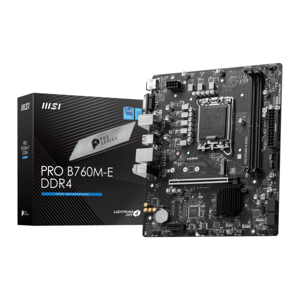MB MSI B760 INTEL S-1700 14A/13A/12A GEN/2X DDR4 4800/HDMI/M.2/4X USB3.2/MATX/GAMA MEDIA PRO B760M-E DDR4