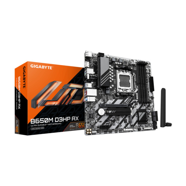 TARJETA MADRE GIGABYTE B650M D3HP AX / SOCKET AMD AM5 / RYZEN SERIE 9000 / DDR5 / DP / HDMI / WIFI 6E / MICRO ATX / GAMA MEDIA