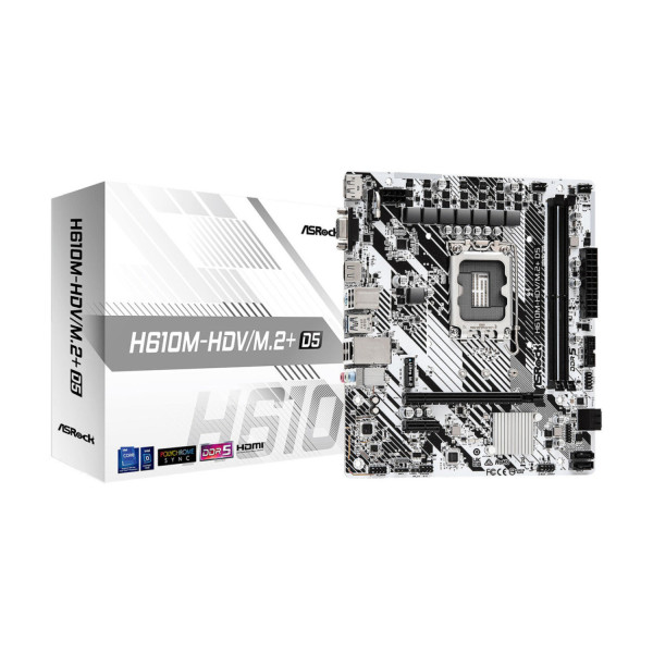 MB ASROCK H610M-HDV/M.2 D5 / DDR5 / X1 PS2 / X1 VGA / X1 HDMI / X1 DP / X1 USB 3.2 / X1 USB 3.2 TIPO C / X4 H610M-HDV/M.2+ D5